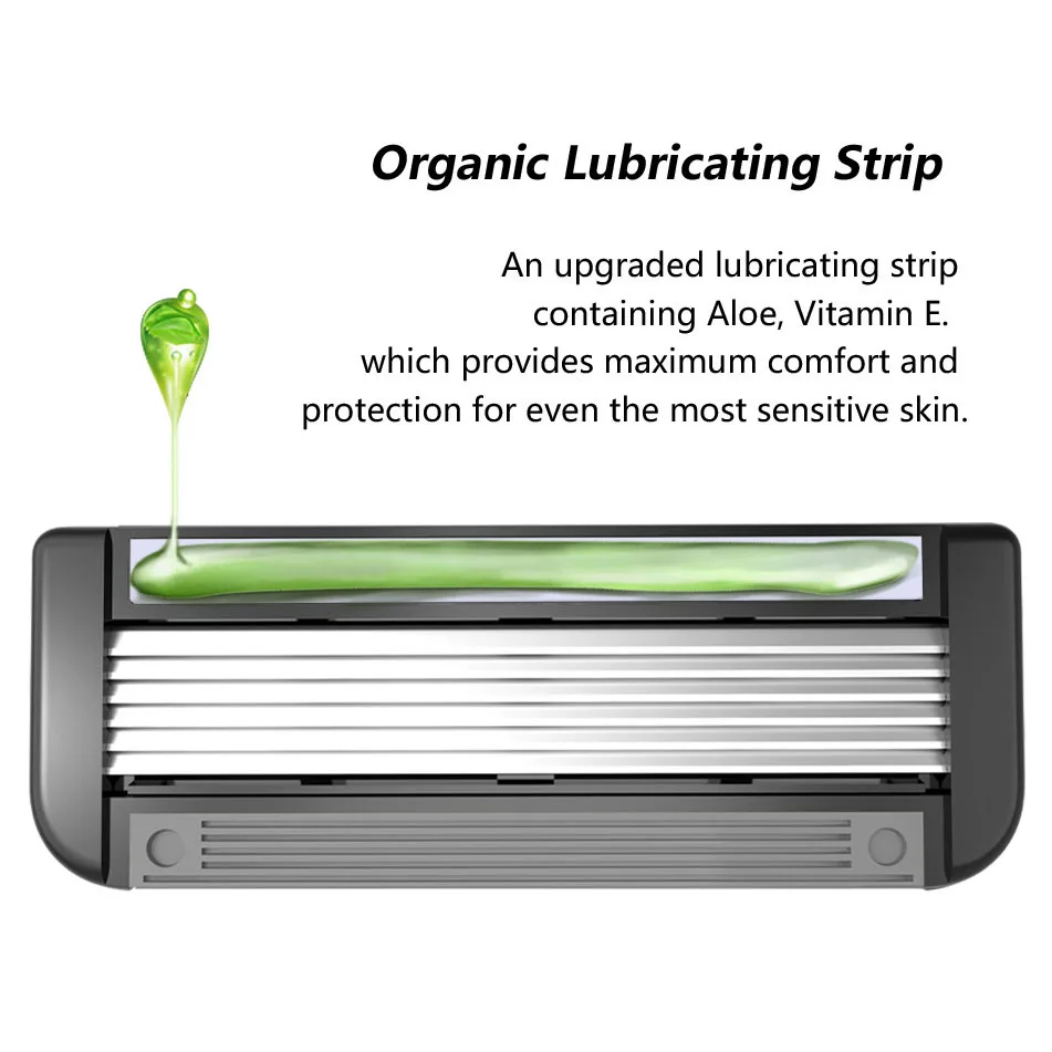 Renewable Eco Biodegradable Facial Safety 6 Blade Razor Shaving for Men with Replaceable Head