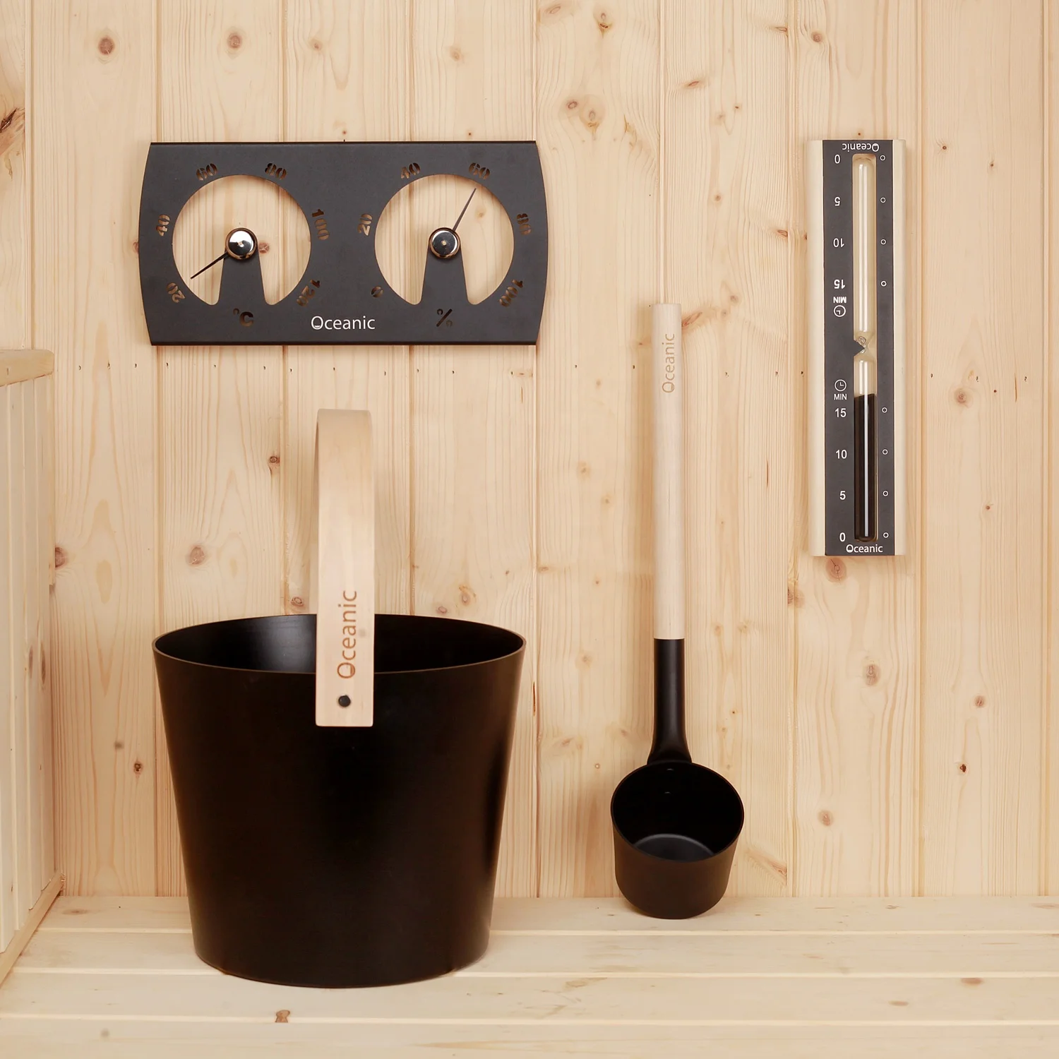 Набор алюминиевых аксессуаров для сауны Oceanic-ведро и ковш термометр гигрометр Таймер Песка