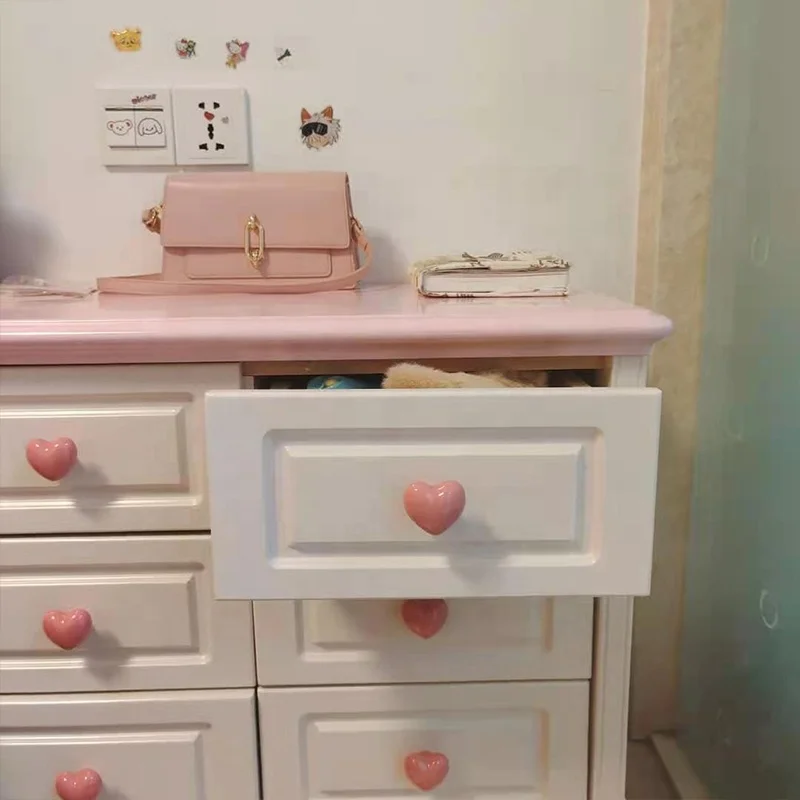 
Oversized Pure Solid Wood 6 drawers Cabinet for Girls Princess Storage Bedroom Furniture American style cheap locker closet 