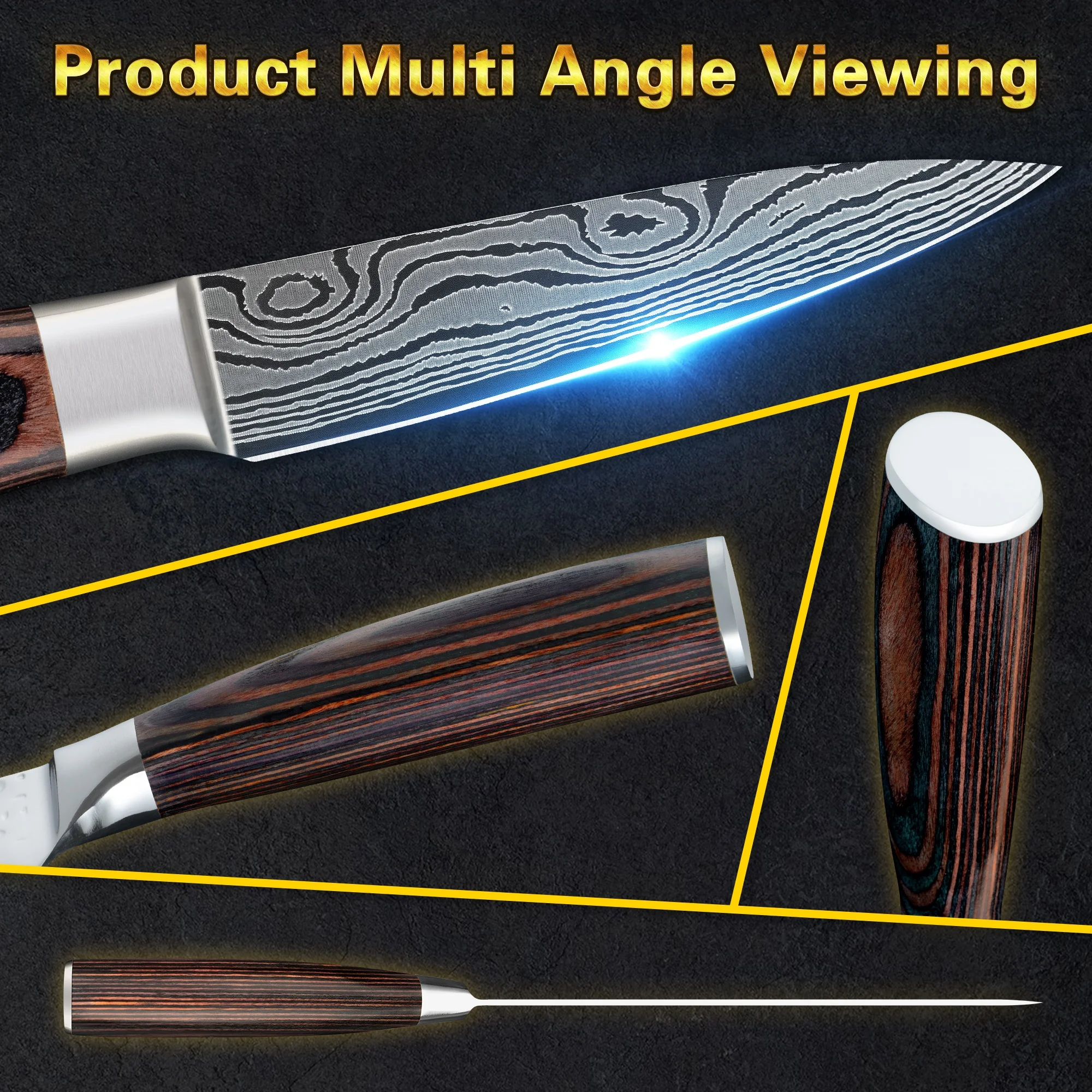 Brown Pakka Wood Handle 3 Inch Japanese High Carbon Damascus Steel Kiwi Peeling Knife Fruit Paring Knives With Gift Box