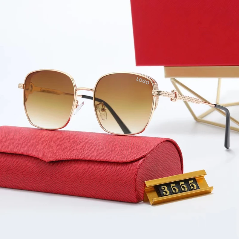2024 солнцезащитные очки Lunettes De Soleil, модные очки в металлической оправе, солнцезащитные очки в стиле ретро, роскошные дизайнерские солнцезащитные очки с логотипом