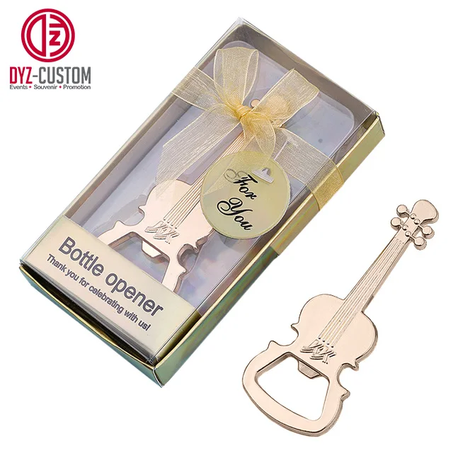 Concert Music Party Favors Guitar-Shaped Alloy and Zinc Bottle Opener Souvenir Beer Opener with Box Packaging