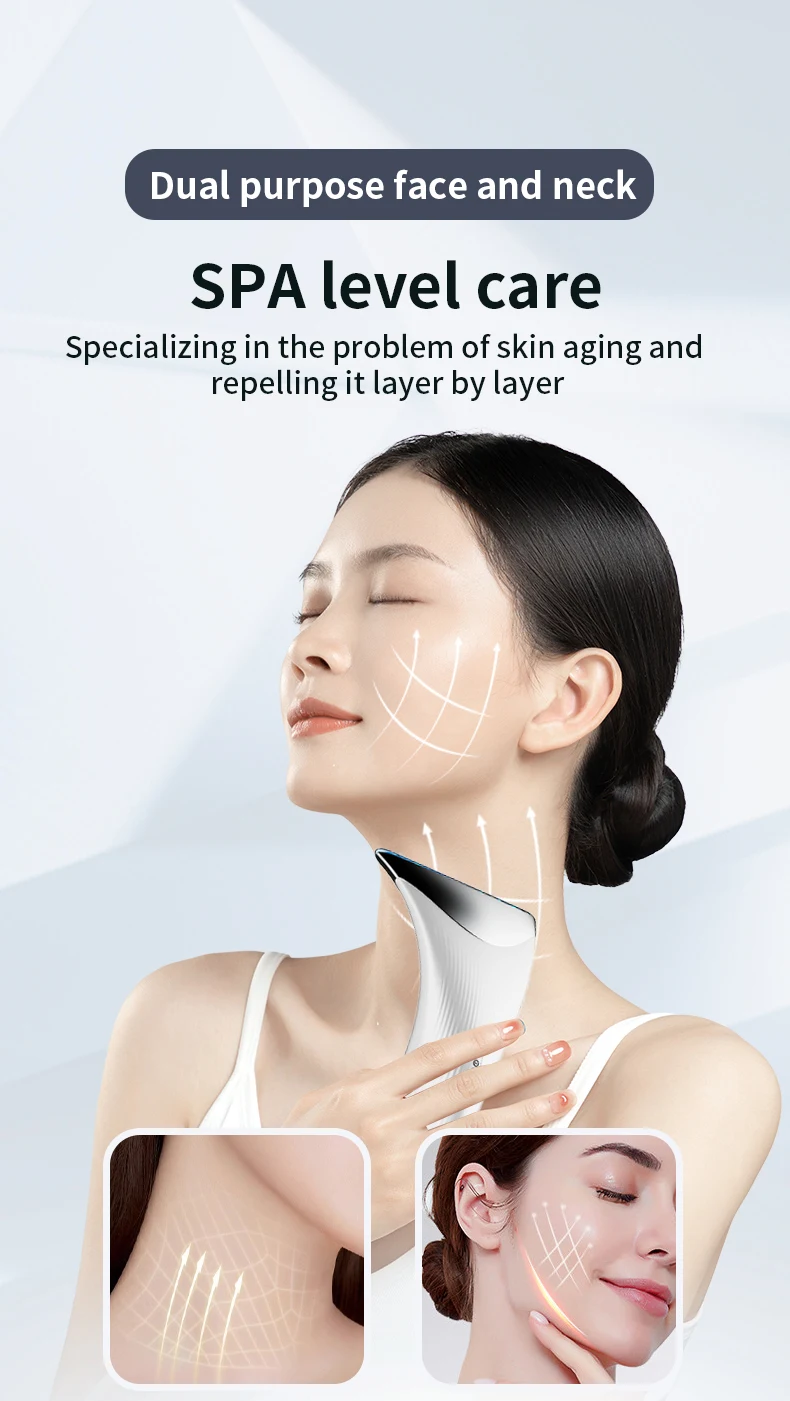 Mini Handheld LED Light Therapy Massager Anti-Aging Wrinkle Skin Lifting U Shape Device with USB Plug for Facial Neck Uplifting