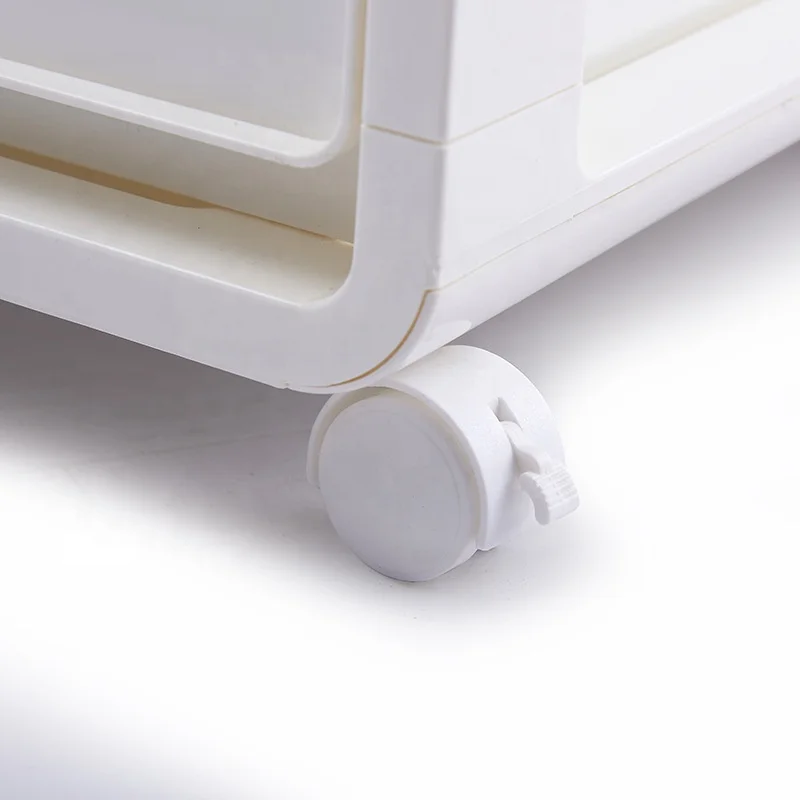 Home Simple White Plastic Drawer Storage Cabinet with Wheels for Bathroom Bedroom Office Living Room
