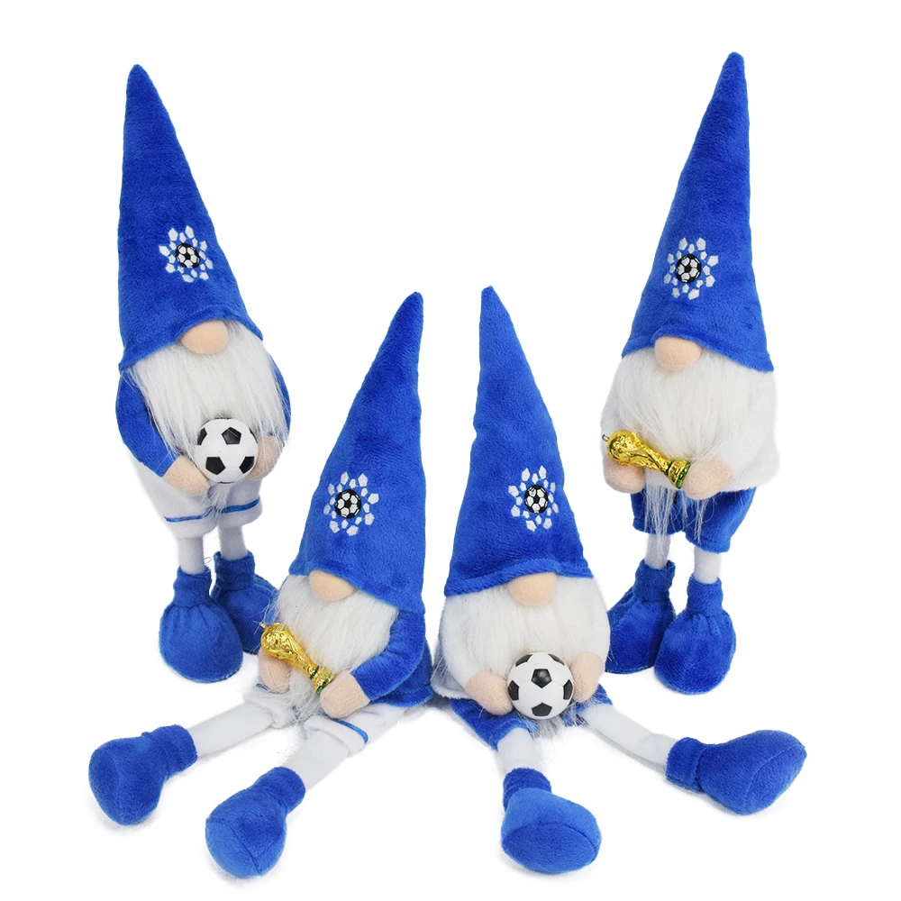 New Blue Gnomes Plush Swedish Tomte Soccer Gnomes Football Sport Gnome Gonk With Champion Trophy