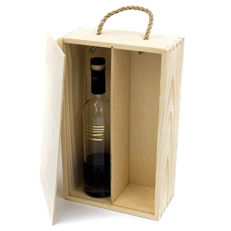 High quality factory natural pine texture strong 2 bottle wine wood box
