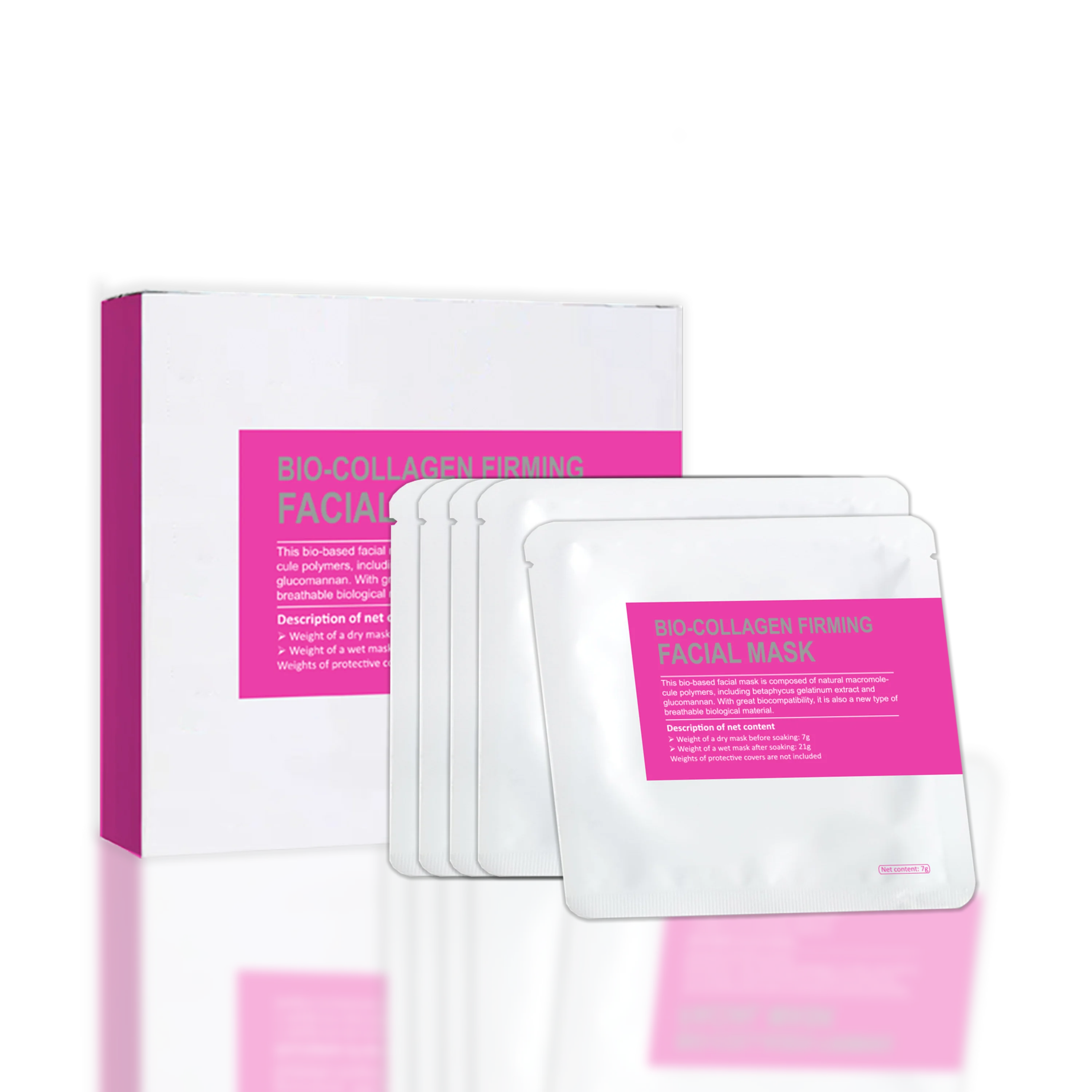 100% Vegan Collagen Firming Face Sheet Mask Anti-Wrinkle Soothing Anti-Aging Face Sheet Mask Plumps Tightens Facial Mask