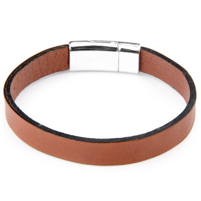 Chanfar Alloy Clasp Genuine Plain Leather Men Bracelet
