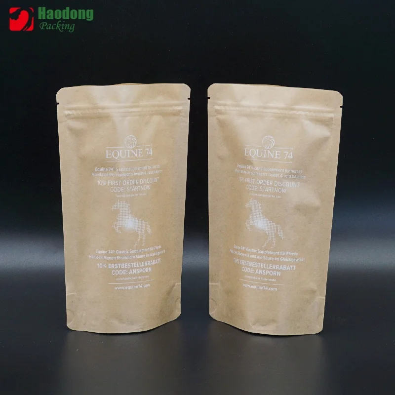 Resealable Kraft Zipper Retail Packaging Bag Brown kraft standup barrier pouches kraft bag zipper