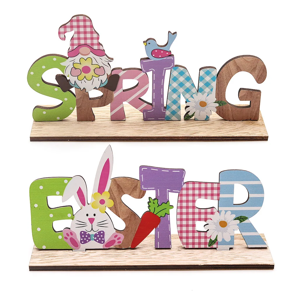 Eco-friendly Easter Wooden Rabbit Table Decorations for Dining Room Table Easter Bunny for Spring Holiday Easter Party Decor