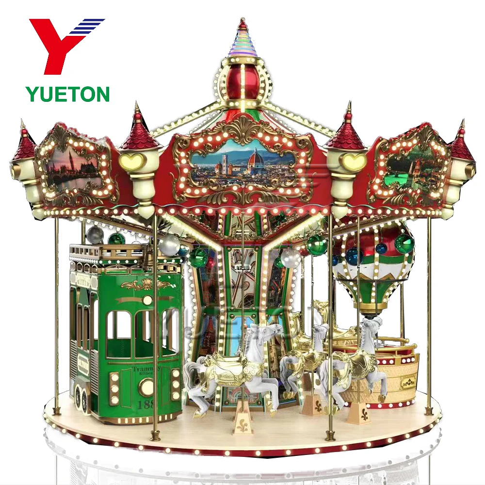 Yuetong Hot Sale Yueton Commercial Kiddie Outdoor Luxury Blue Carousel Horse Merry Go Round For Kids Adult Sale