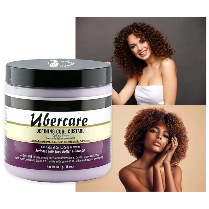 Wholesale Shea Butter and Olive Oil long-lasting moisturizing Shine Defining Curl hair Enhancer Styling Custard Cream