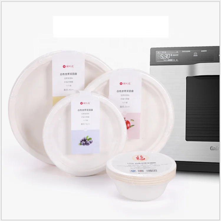 Wholesale Eco Friendly 100% Biodegradable Disposable Sugarcane Tableware Bagasse Color Dinner Plate