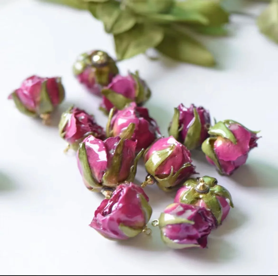 Trendy Dried Flower Drip Glue Flower Pendant 3D True Flower Rose Bead For Diy Earrings Necklace Bracelet Accessories