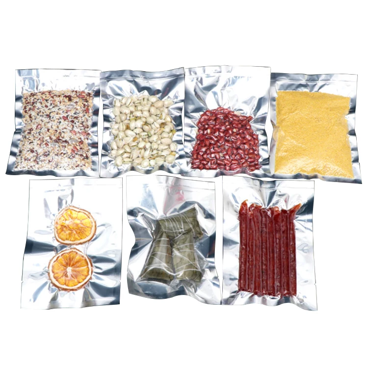 Custom Logo Silver 80 Micron Aluminum Foil Storage Food Vacuum Sealed Bag For Grains/Nuts