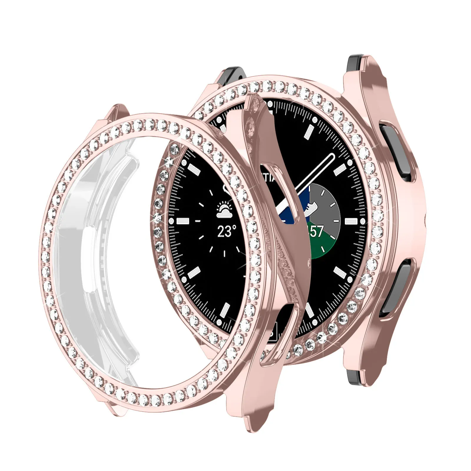 Tpu Diamond Screen Protector Watch Case For Samsung Galaxy Watch 4 5 40mm 44mm Bling Rhinestone Case Hard Pc Cover