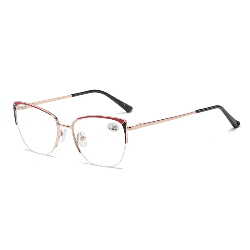 JM1220 metal frame spring hinge presbyopia minus 250 supplier wholesale women corrective eyeglasses flexible Reading glasses