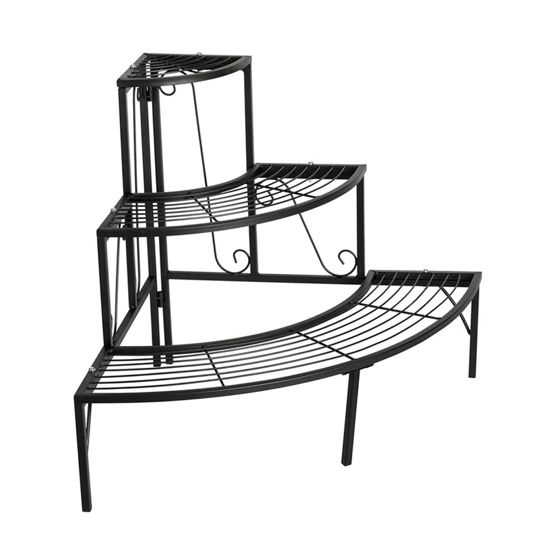 Home Garden Use Decoration Modern 3 Tier Plant Rack, Metal Flower Pot Display Stand