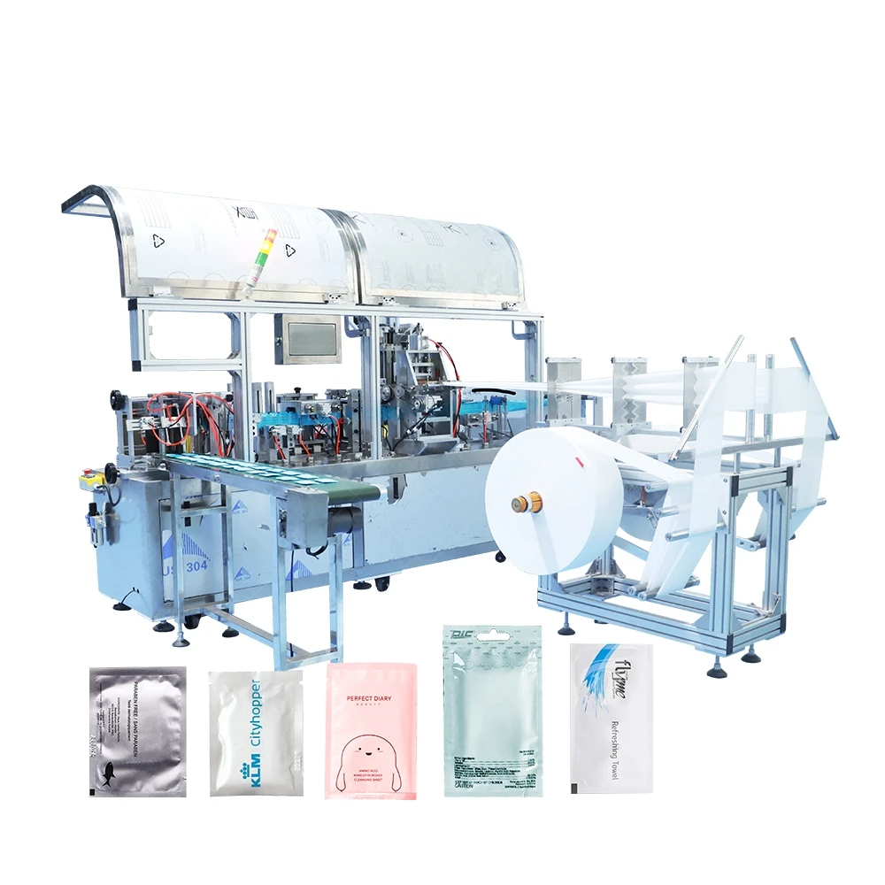 Automatic Mini Single Sachet Alcohol Prep Pad Wet Wipes Tissue Four Side Sealing Making and Packing Machine