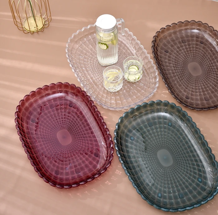 Food Grade Environmentally Friendly PET Material Square Pattern Stackable Plastic Trays Bread Rectangular Biscuit Tray