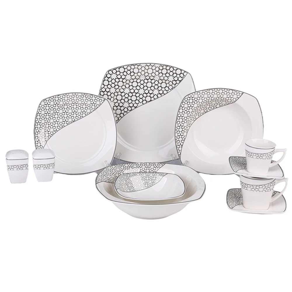 Turkish Dinnerware Cheap Purple Square Porcelain Dinner Plate