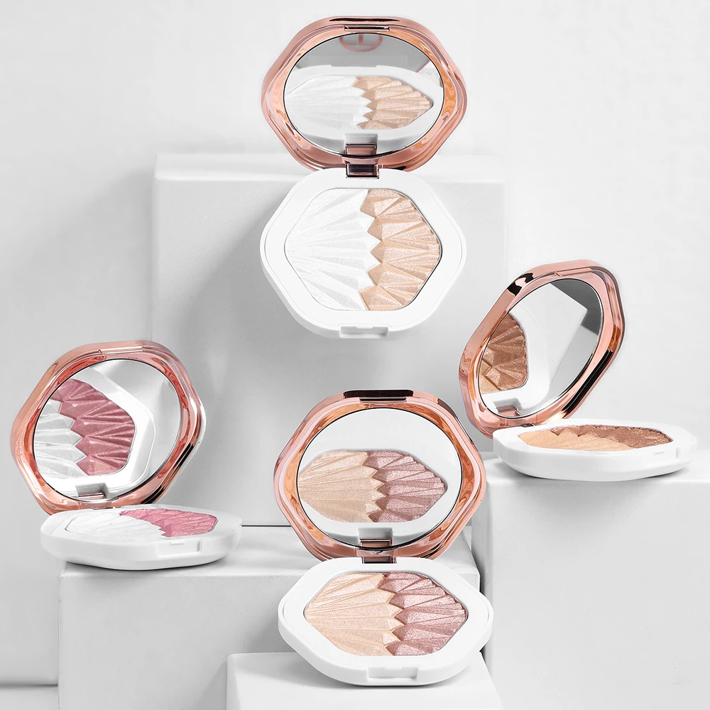 O.TWO.O Hot Sale Love Shape Highlighter Makeup 5 Colors Diamond Glowing Highlighter Bronzer Powder 3 Years 12pcs