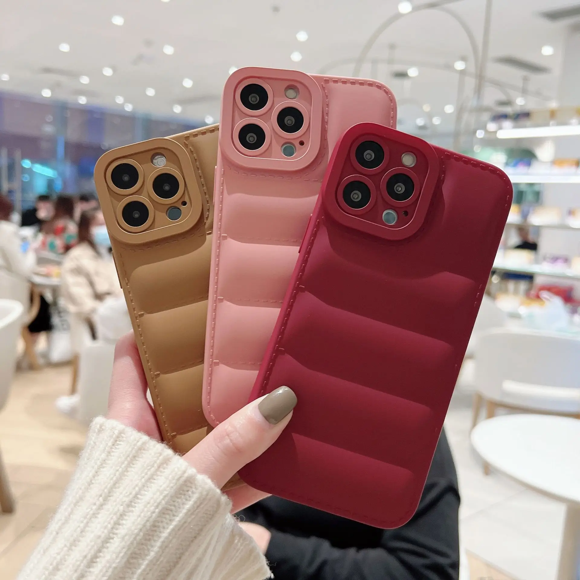 Amazon Hot Sale Candy Color Phone Case Clear Down Jacket Phone Case For Iphone 13 Pro Max Phone Case