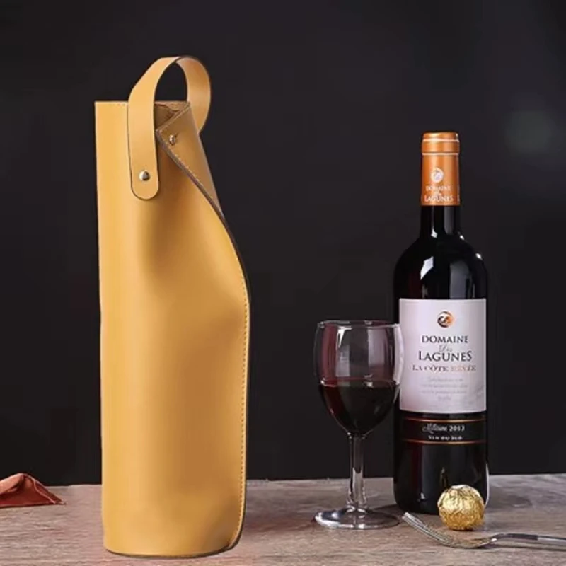 PU Leather Wine Bottle Bag Red Wine Carrier Bag Whiskey Gift Holder Handbag Outdoor Travel Bag for Wine Bottle
