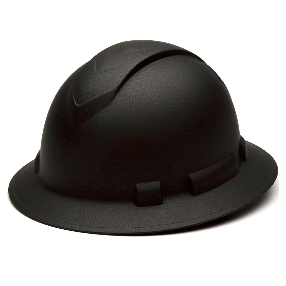 ANSI Z89.1 Full Brim Hard Hat 4 Point Ratchet Vented Matte Black Graphite Pattern Hard Hat Construction Safety Helmet