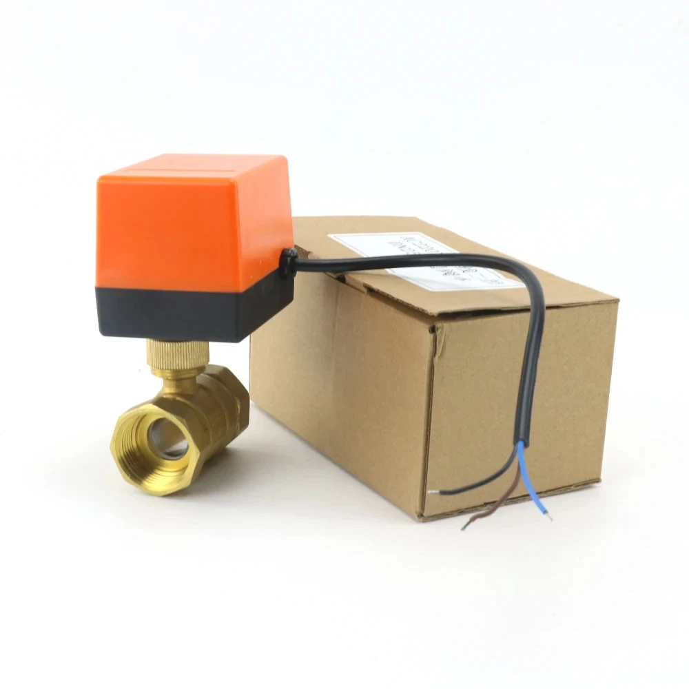 1/2 3/4 1 Brass 2-way Motorized Ball Valve DN15 DN20 DN25 Three-Wire two-control Electric Solenoid Valve 220V AC 12V DC