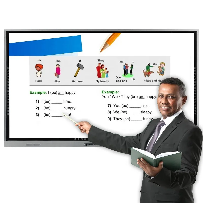 Интерактивная доска с сенсорным экраном 86, Интерактивная плоская панель с сенсорным экраном, обучающее оборудование, умная доска для использования в классе