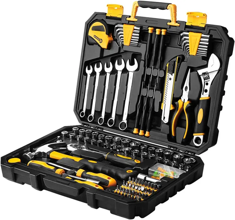 158 Piece hand Tool Set General Household Hand Tool Kit Auto Repair Tool Set with Plastic Toolbox Storage Case