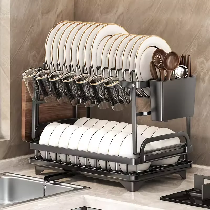 Low cost metal dish rack, multifunctional storage rack, household tableware storage rack