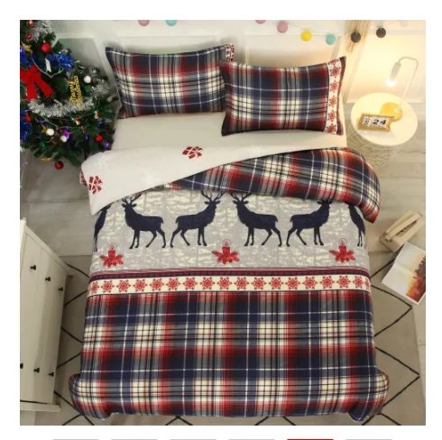Christmas design printed Bed Duvet Stock Bed Sheet Cover 100% Polyester Printed Bedding Set Fabric