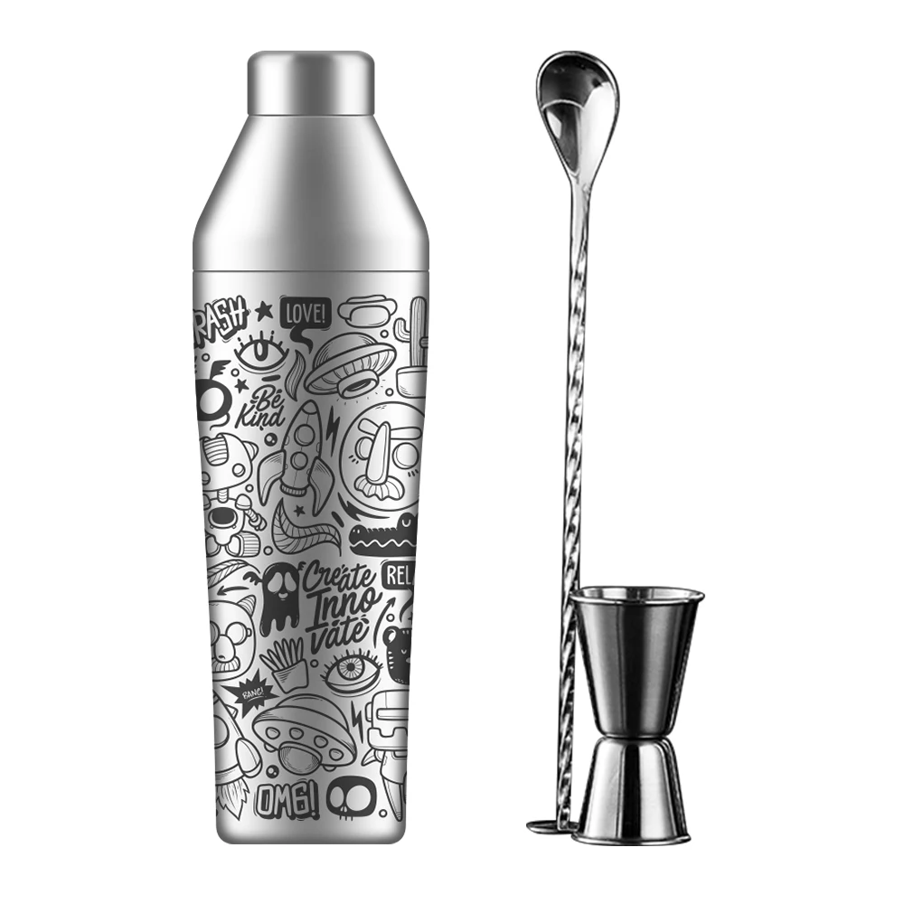 Creation Factory Direct 25oz Stainless Steel Cocktail Mixer Bar Tools Set Customized Imprint Metal Boston Shaker
