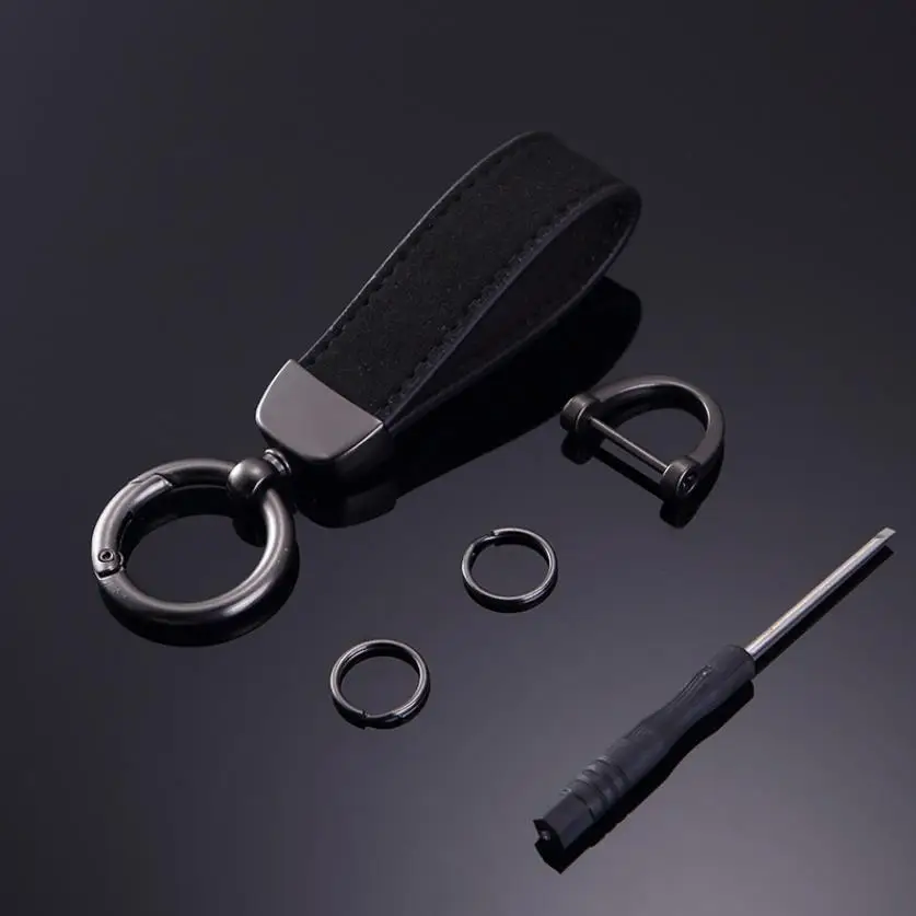 Custom Logo Leather Key chain For Car Suede Alcantara Amg Bwm M Sline Keychain