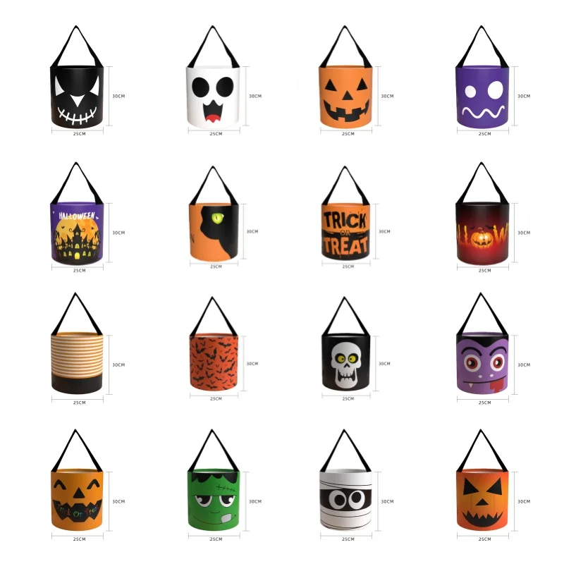 Wholesale Halloween Decoration Candy Bag Accessories Handheld Led Light Halloween Basket Toy