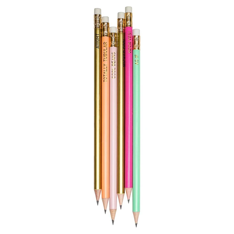 Best factory hot wholesale custom print text pencil set stationery school supplies standard HB 2B Wooden Pencils for children