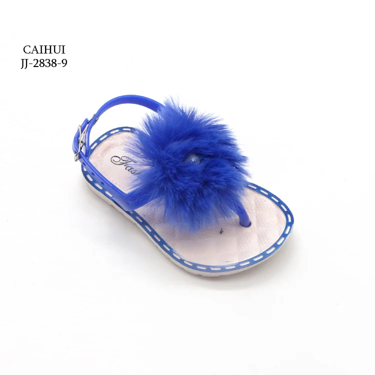 Soft baby shoes children slippers high quality with fur sandals for girls