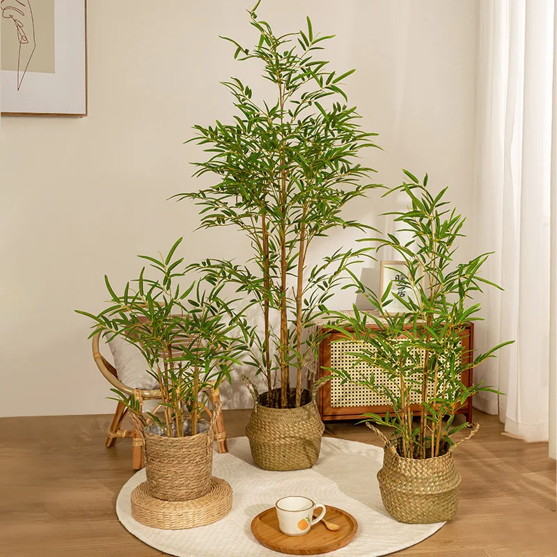 SZ Small artificial bamboo tree potted plants home decor bamboo tree plant indoor faux silk bamboo tree 8ft for whole sale