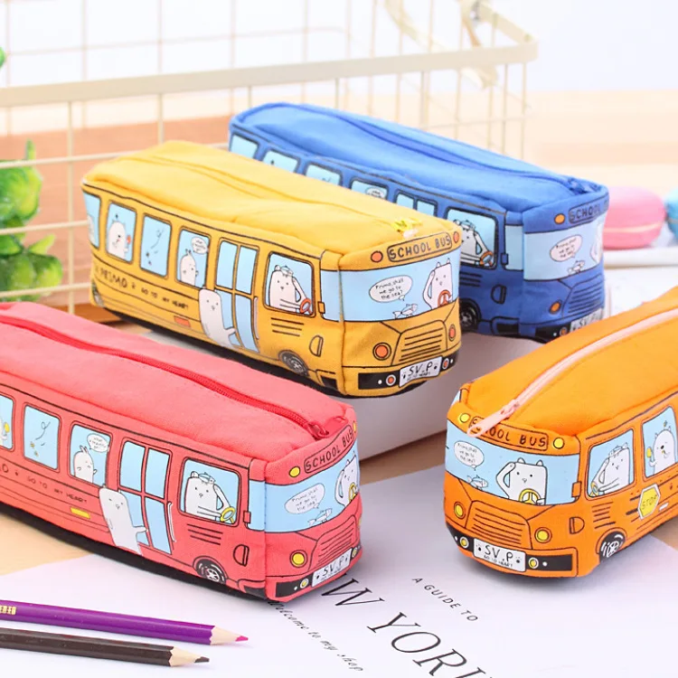 Large capacity cute animal bus pen case suitable for pencil stationery
