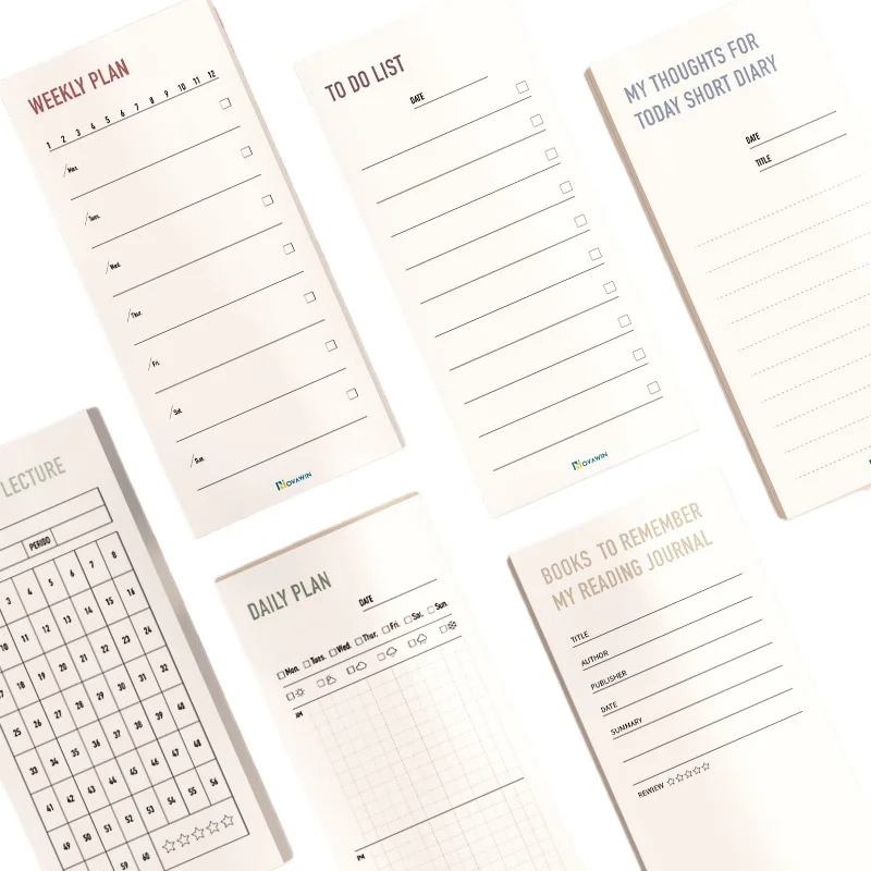Простой ежедневный план книги креативный портативный недельный перфокарты блокнот для учебы 50 листов