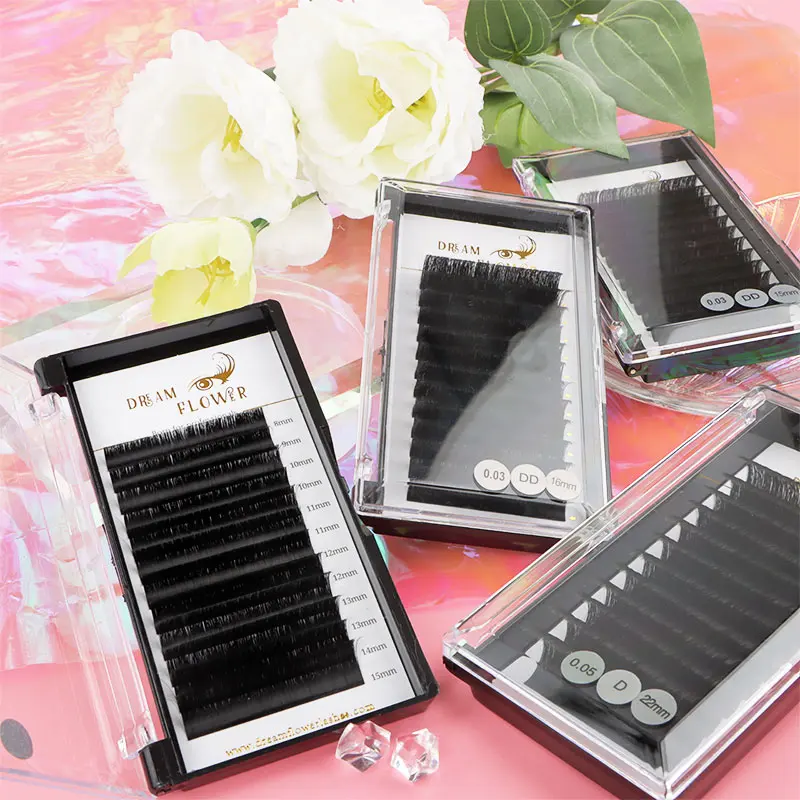 PBT easy fan lashes human hair extension easy fanning blooming lashes lash tech products