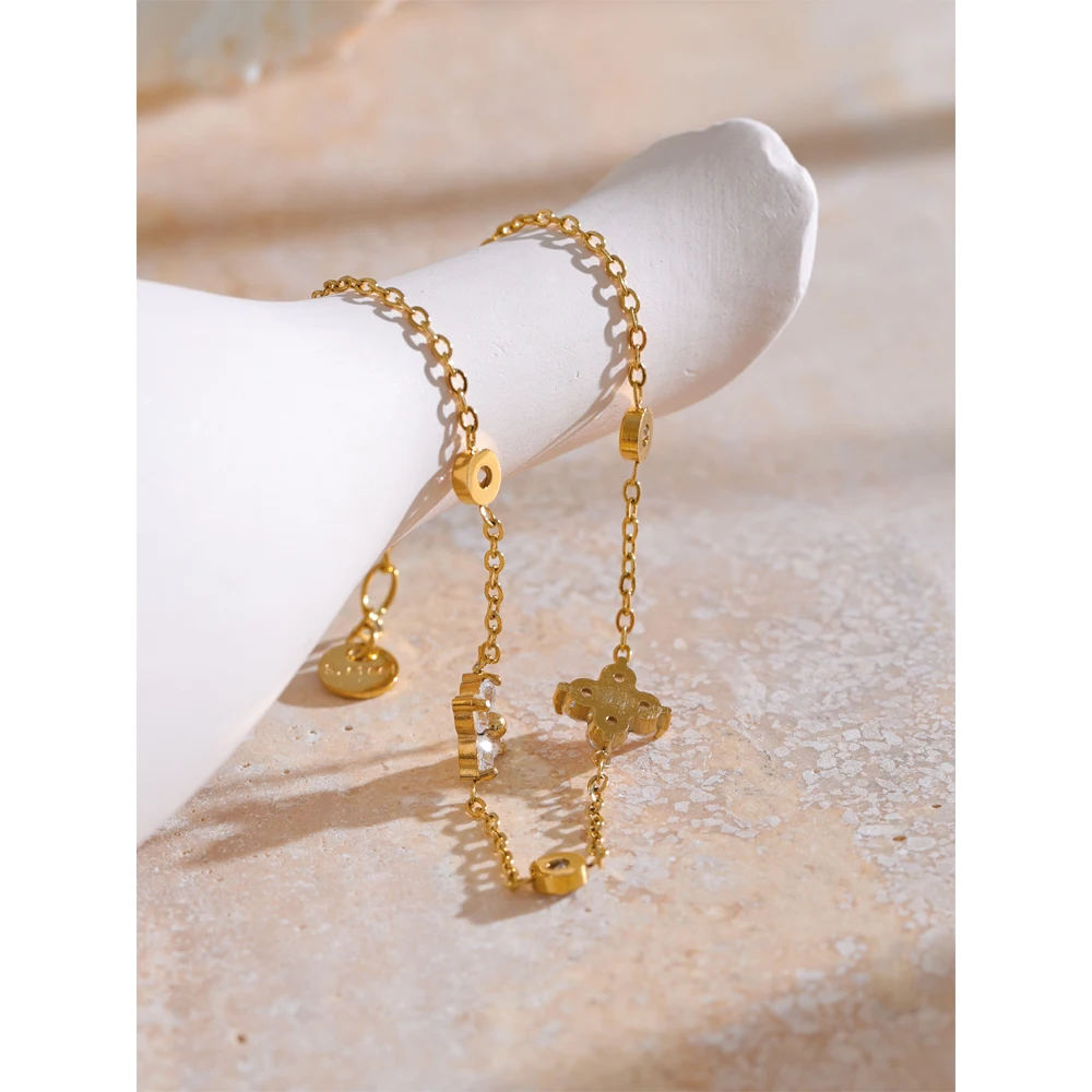 JINYOU 4366 модный дизайн Блестящий циркониевый Цветок Браслет PVD 18k позолоченный браслет из нержавеющей стали для женщин ювелирные изделия