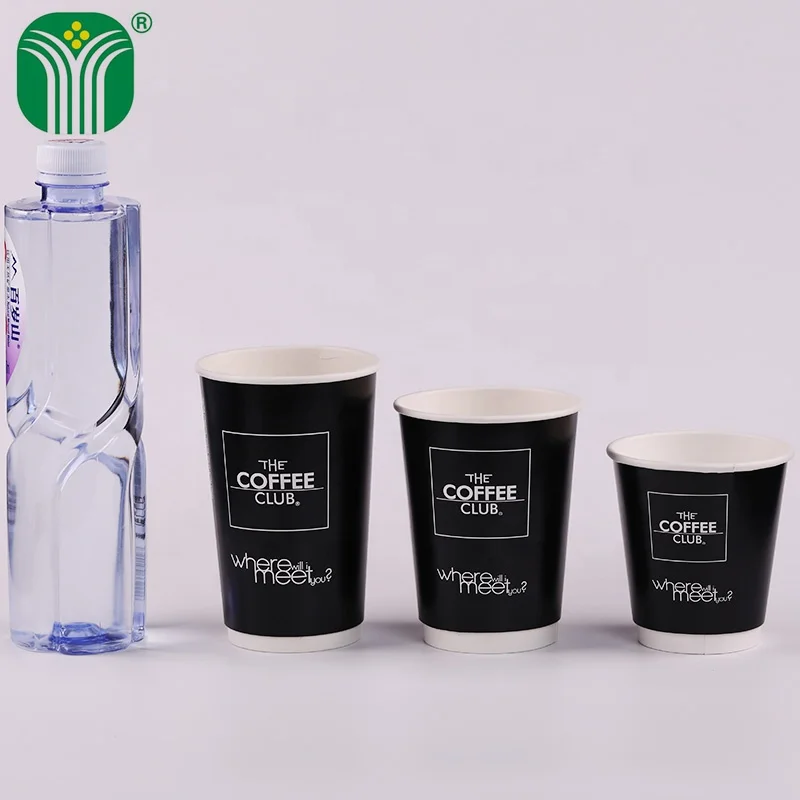 custom logo printed 16oz coffee paper cup with lid and straw