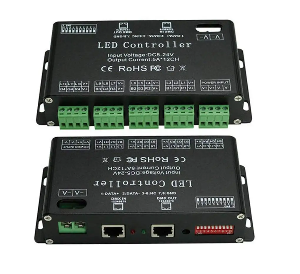 Новый Заводская цена высокое качество DC5-24V DMX 512 декодер DMX512-12CH дисплей DMX512 светодиодный контроллер 12 каналов