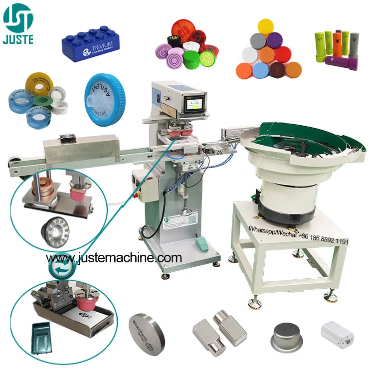 Custom Pad Printer Tampo Silicone Large Area 15 Cm Eraser Pad Printing Machine With Vibrating Spiral Feeder For Syringle Shades