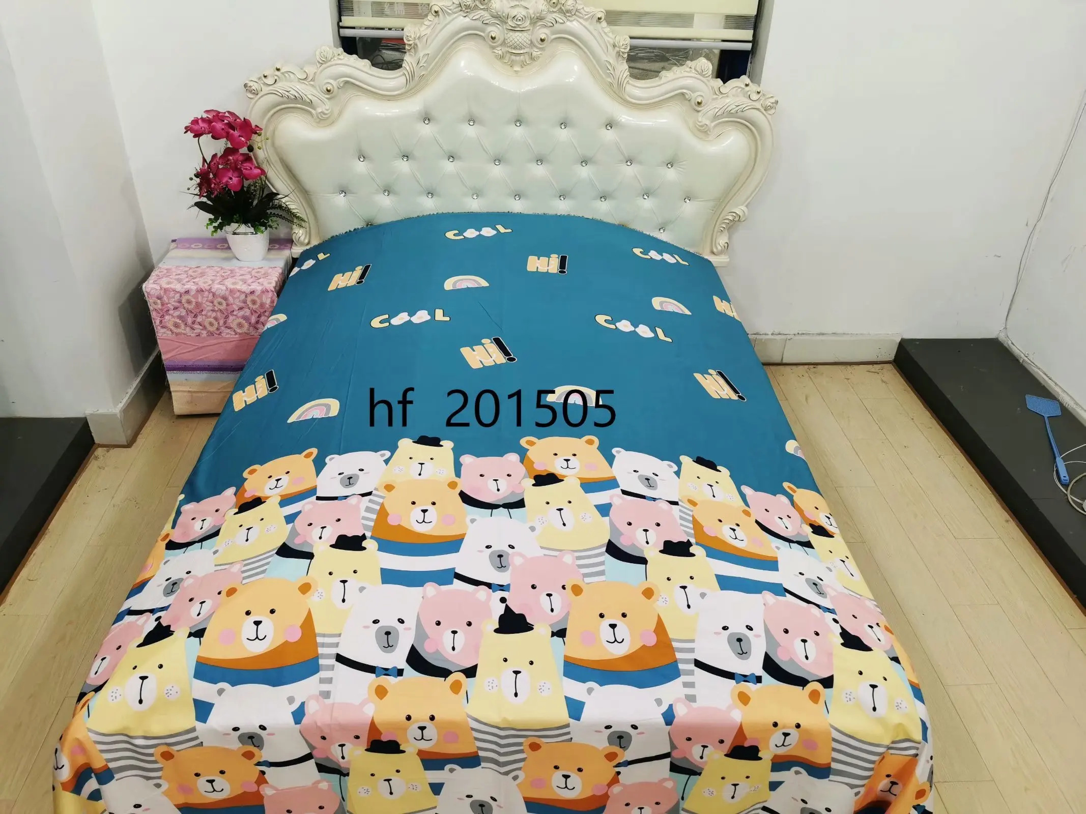 Hot sell low price cartoon design 100% egptian cotton print fabric bedsheet set for children bedroom bed