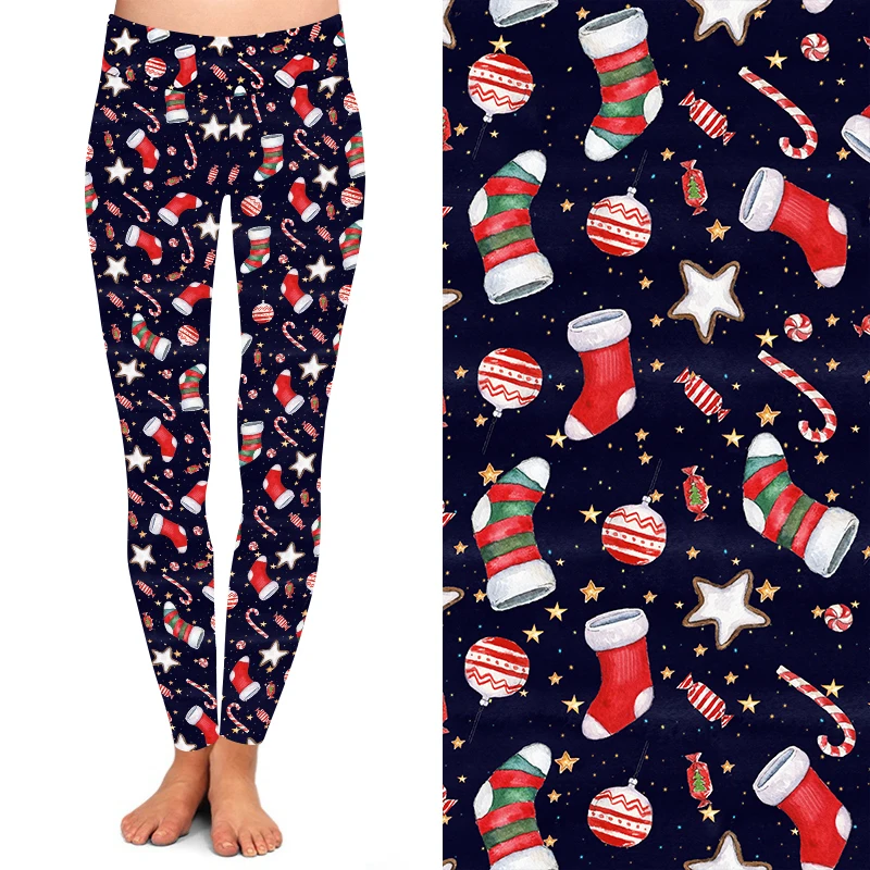 Прямая продажа с завода, рождественские леггинсы с цифровым принтом, высокой талией для йоги, галактическими звездами