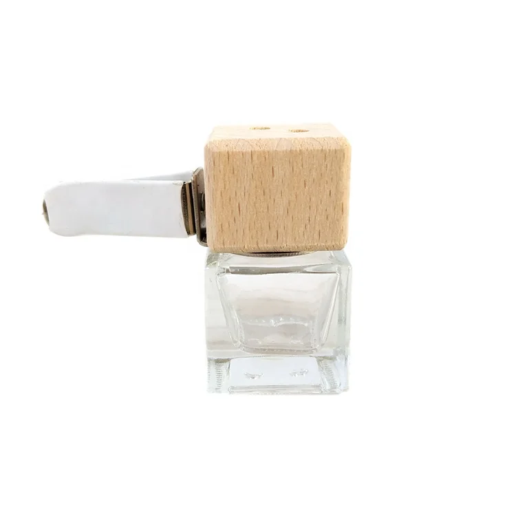 
Free Sample Colorful Hanging Wooden Cap Car Perfume Glass Bottle Hanging Perfume Bottle Essential Oil Diffuser with Wooden Cover 